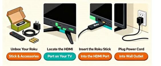 UNBOX AND CONNECT ROKU STICK TO TV