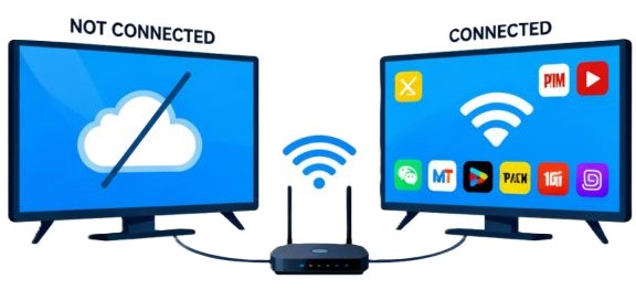 two tvs with only one connected to wi fi