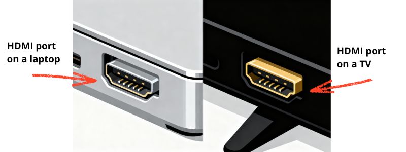 HDMI port on a laptop and TV