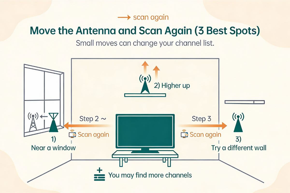 Move antenna for better reception