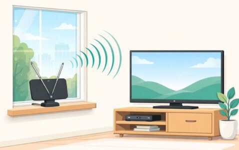 Indoor antennas work best when they face toward local broadcast signals coming from outside the home.