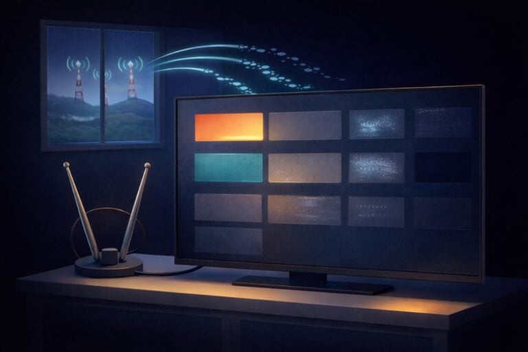 Indoor TV antenna receiving weak broadcast signal causing missing TV channels