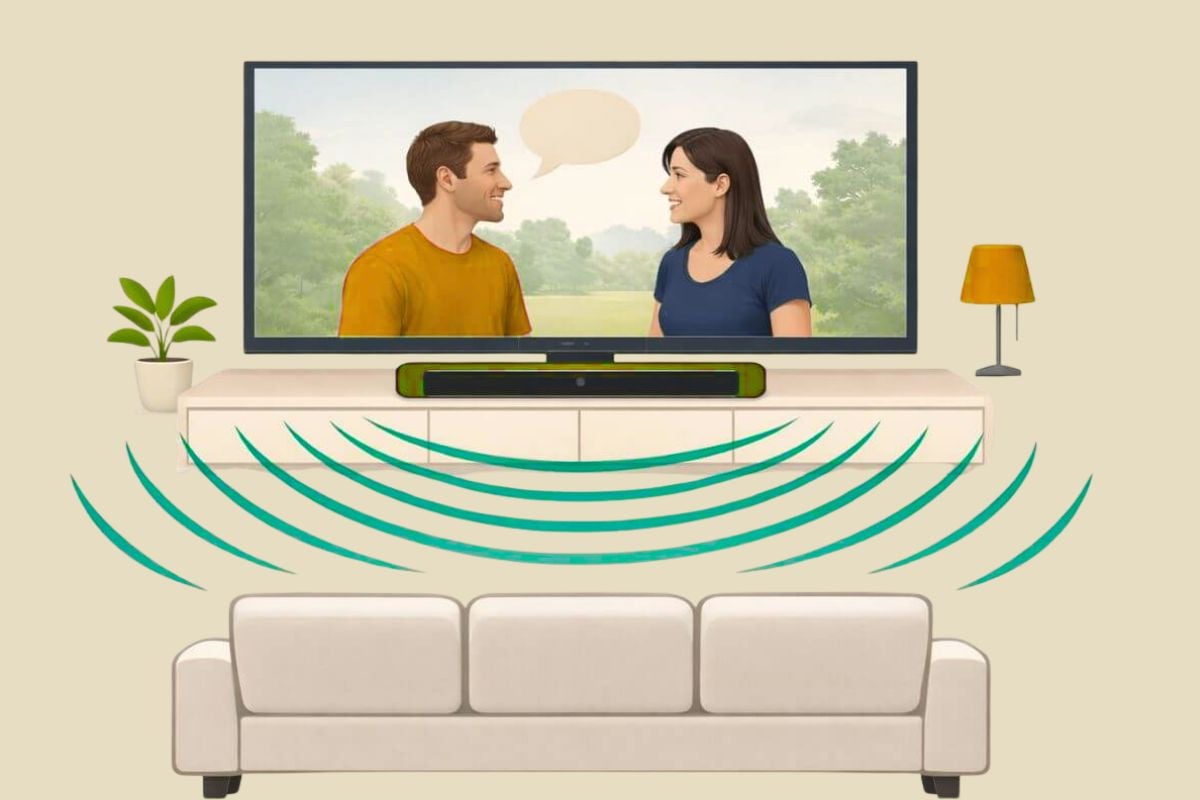 Soundbar under a TV for clearer dialogue