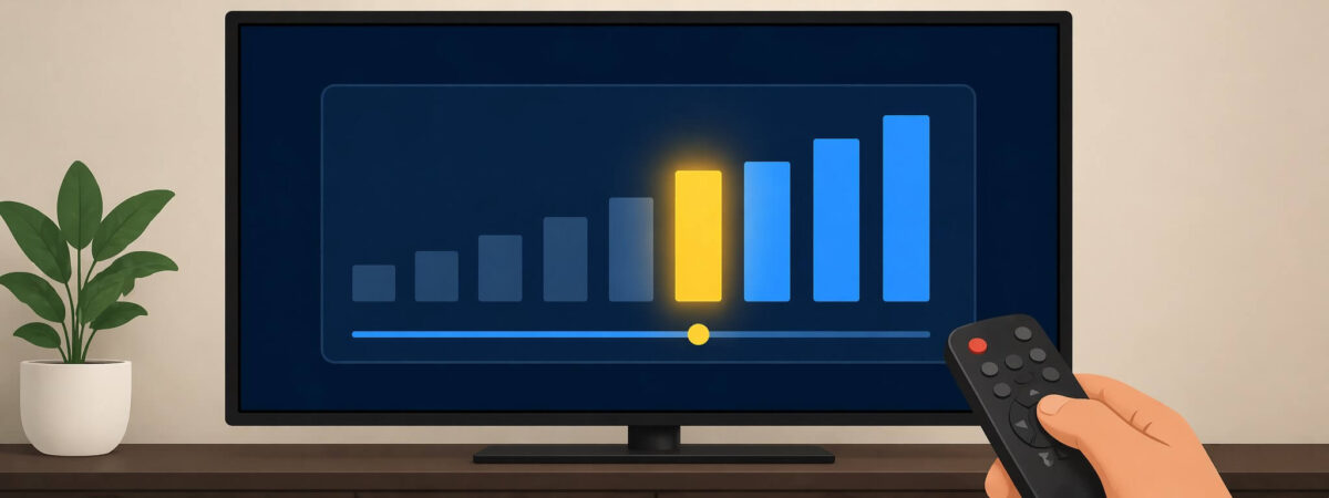 TV screen showing antenna signal strength bars in settings menu