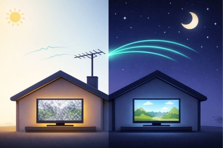 TV antenna signal weak during the day and strong at night with clearer reception