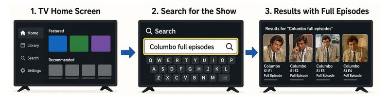 Searching for full episodes of classic TV shows on a smart TV