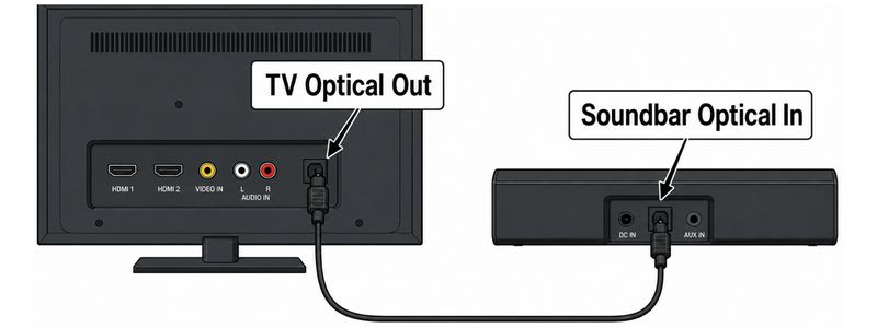 Optical cable connecting an older TV to a soundbar
